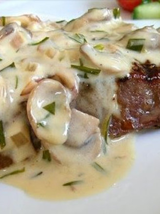 Creamy T-bone Steak with Mushroom and Tarragon recipe