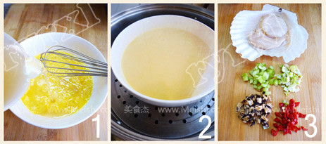 Colorful Steamed Custard with Fresh Shells recipe