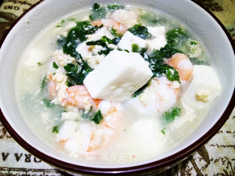 Tofu Stewed with Shepherd's Purse and Shrimp recipe