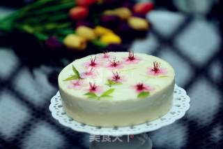 Peach Blossom Yogurt Cheese Mousse Cake recipe