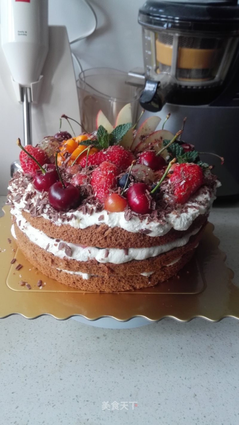 #aca婚纱明星大赛# Chocolate Fruit Bare Cake!