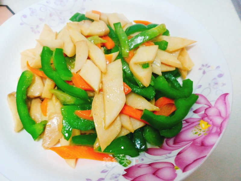 Stir-fry with Green Pepper, Oyster Mushroom and Carrot recipe