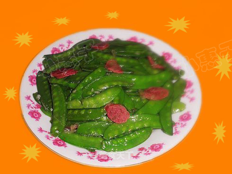 Crisp and Green --- Fried Sausage with Snow Peas recipe