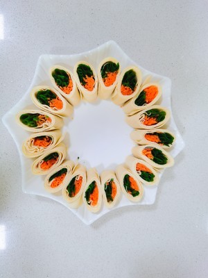 Huakai Fugui Colorful Bean Skin Vegetable Rolls (new Year's Eve Banquet Dishes 😋 There are Colorful and Material) recipe