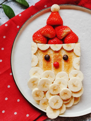 Banana Strawberry Toast Santa Breakfast recipe