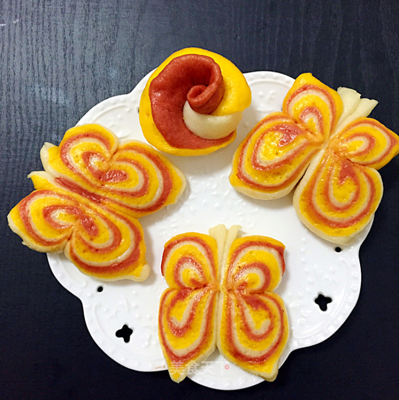 Three Color Butterfly Steamed Buns