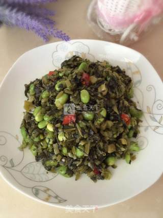 Stir-fried Edamame with Pickles recipe