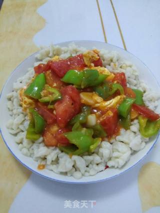 Tomato and Egg Topped with Lump Soup recipe