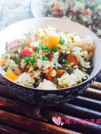 Sausage Braised Rice with Pickled Vegetables recipe