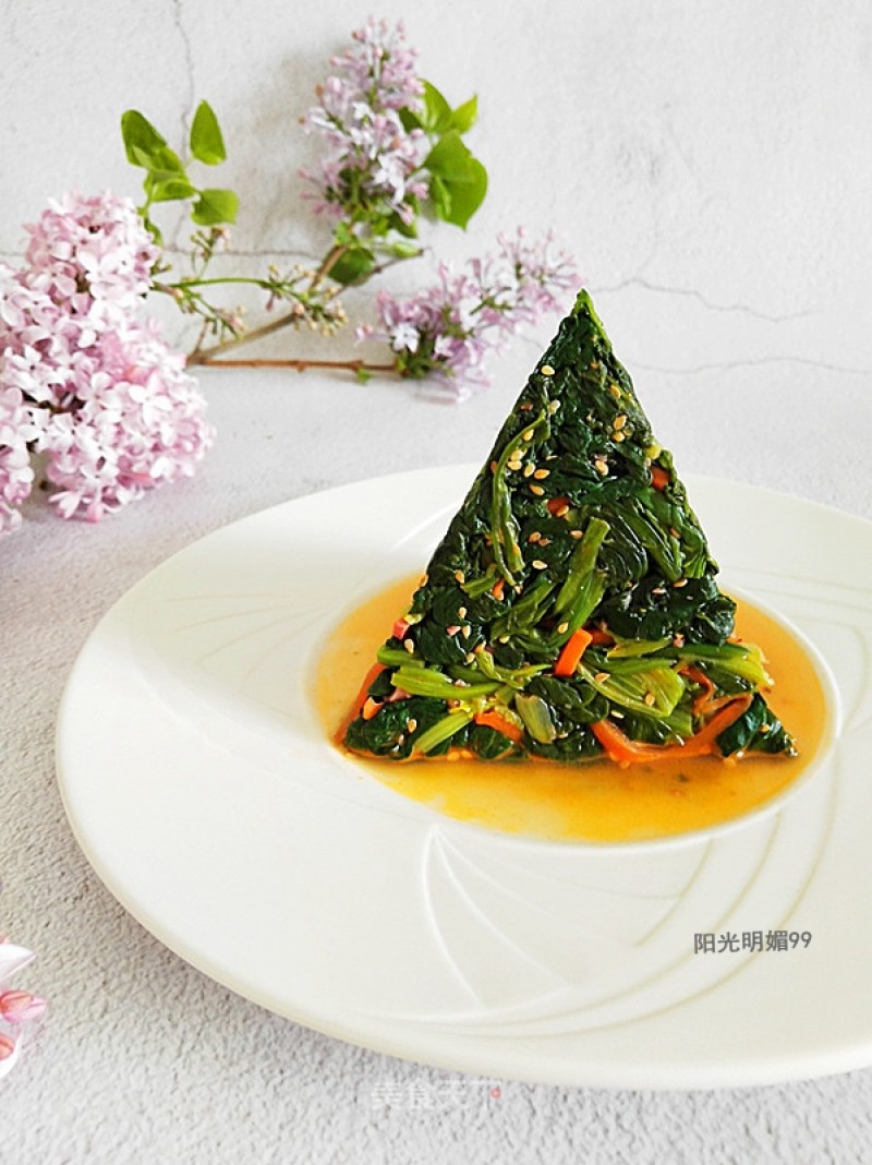 Sesame Oil Spinach Tower recipe