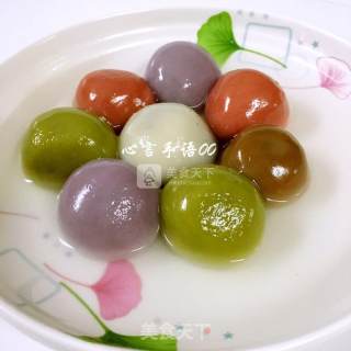 Make Colorful Glutinous Rice Balls with Natural Ingredients recipe