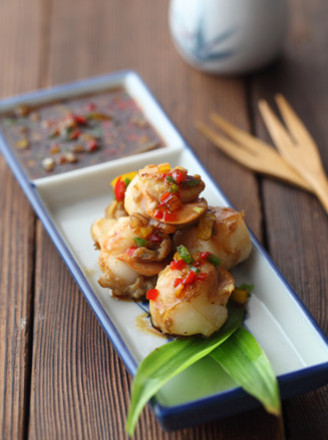 Pan-fried Scallops with Colored Peppers recipe