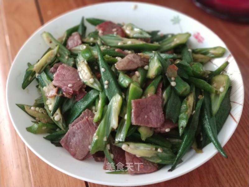 Fried Ham with Okra recipe