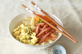 Bacon Egg Noodles + Mixed Vegetable Soup Base recipe