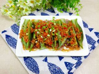 #蒸菜# Steamed Okra with Chopped Pepper Garlic Vermicelli recipe