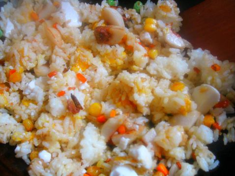 Fried Rice with Duck and Yellow Fish Balls recipe