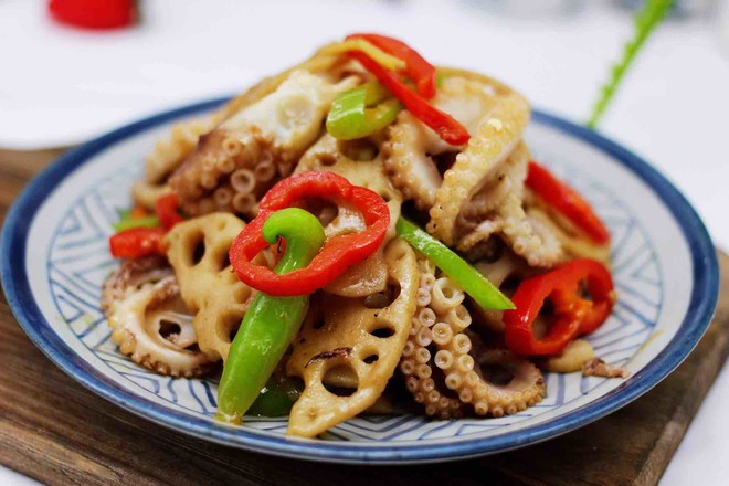 Lotus Root Slices Popped Peach Blossom Octopus recipe