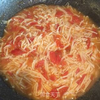 Braised Enoki Mushrooms with Cherry Tomatoes recipe