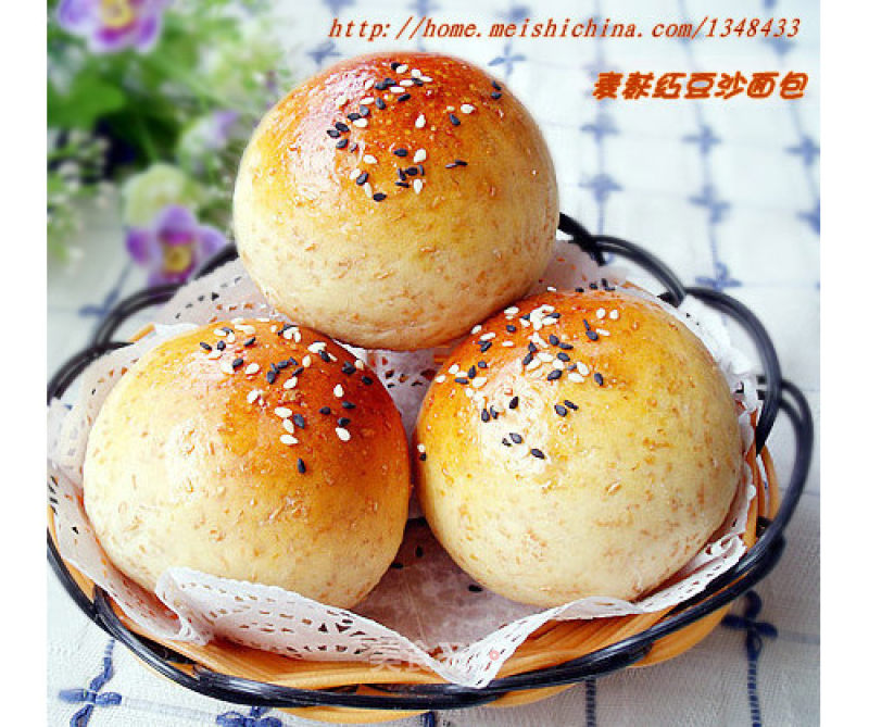 Health Food ~ Wheat Bran and Red Bean Paste Bread recipe