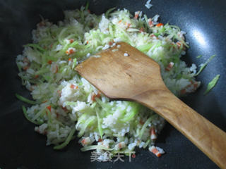 Fried Rice with Shrimp Cake and Green Radish recipe