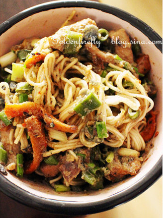 Spicy Noodles with Preserved Egg and Braised Pork recipe