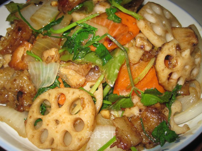 Fried Lotus Root Slices with Rice Dumplings recipe