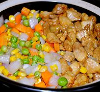 Lazy Claypot Rice with Vegetables and Diced Meat recipe