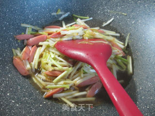 Grilled Sausage and Fried Leek Sprouts recipe