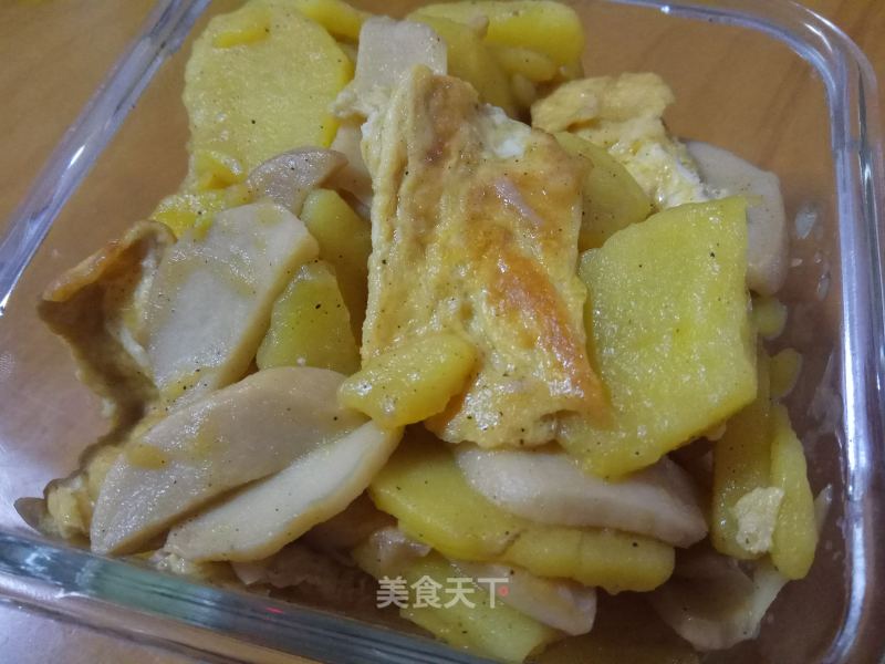 Fried Eryngii Mushrooms with Potato and Egg Crust recipe