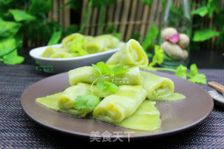 Cantonese Breakfast, Spinach Rice Rolls recipe