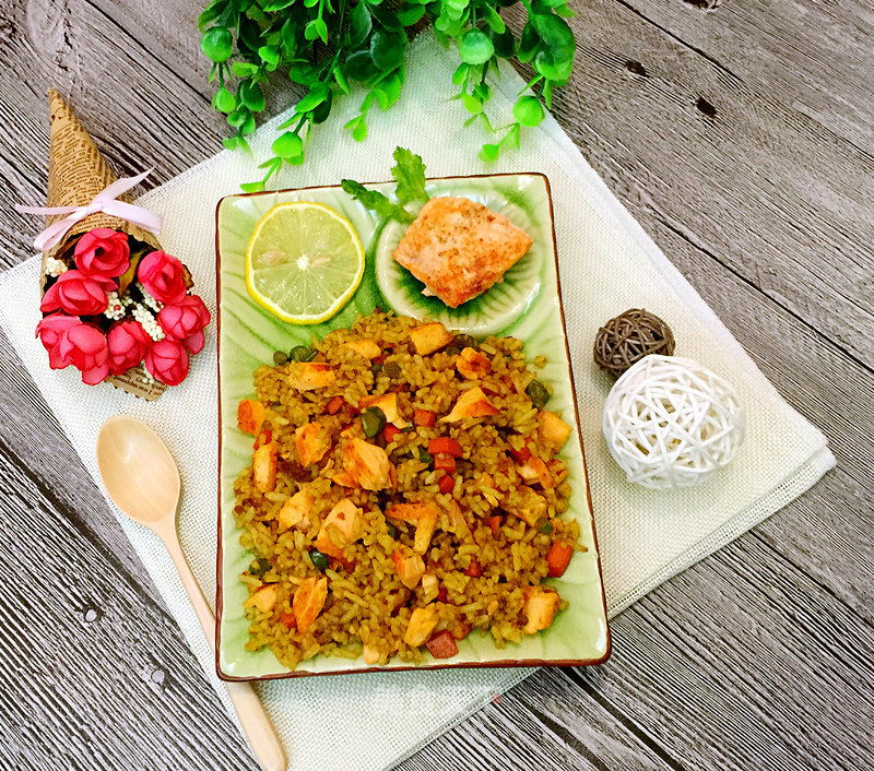 Salmon Curry Fried Rice recipe