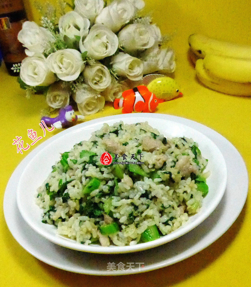 Fried Rice with Shredded Pork and Vegetable Core (curry Flavor) recipe
