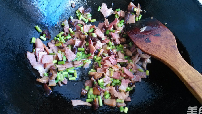 Fried Rice with Garlic Sprouts and Bacon recipe