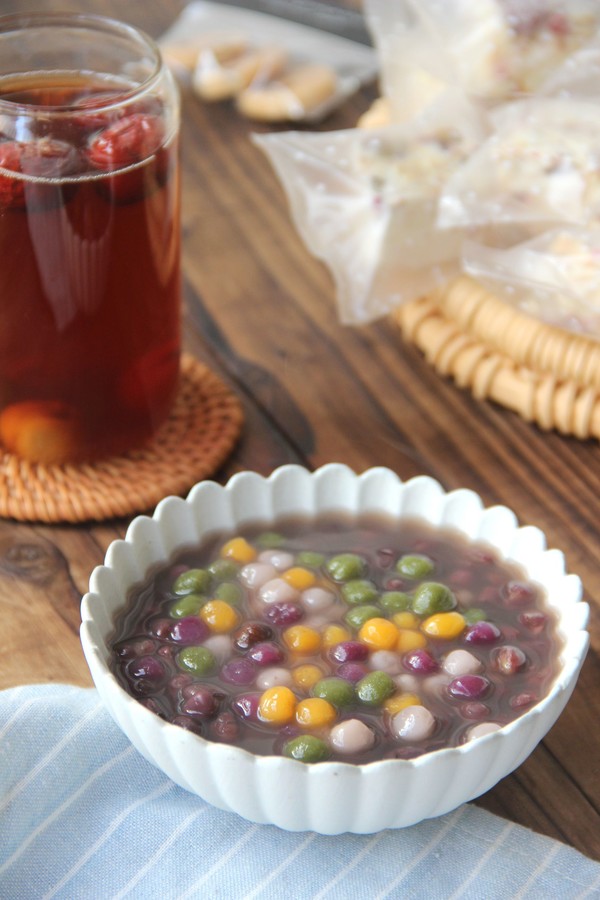 Matcha Yuanzi Taro Ball Red Bean Soup recipe