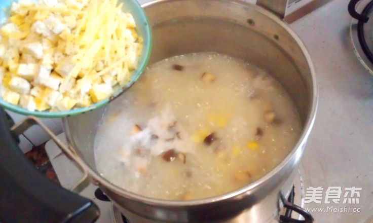 Mushroom Salted Egg Congee recipe