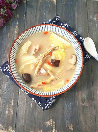 Mushroom and Choy Sum Chicken Feet Soup recipe