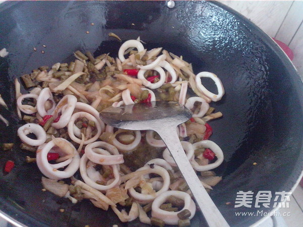 Fried Squid Rings with Kimchi recipe