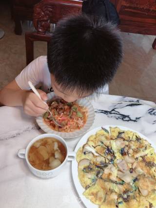 Pleurotus Eryngii and Shrimp Omelette recipe