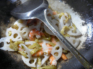 Fried Lotus Root with Mustard and Shrimp recipe