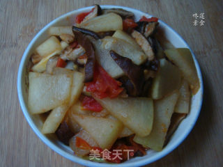 Stir-fried Winter Melon with Mushrooms and Tomatoes recipe