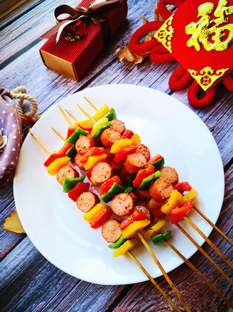 Colorful-pepper Sausage Skewers recipe