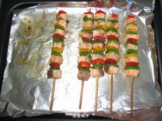 Salmon Skewers with Colored Peppers recipe