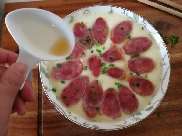 Steamed Egg with Sausage recipe