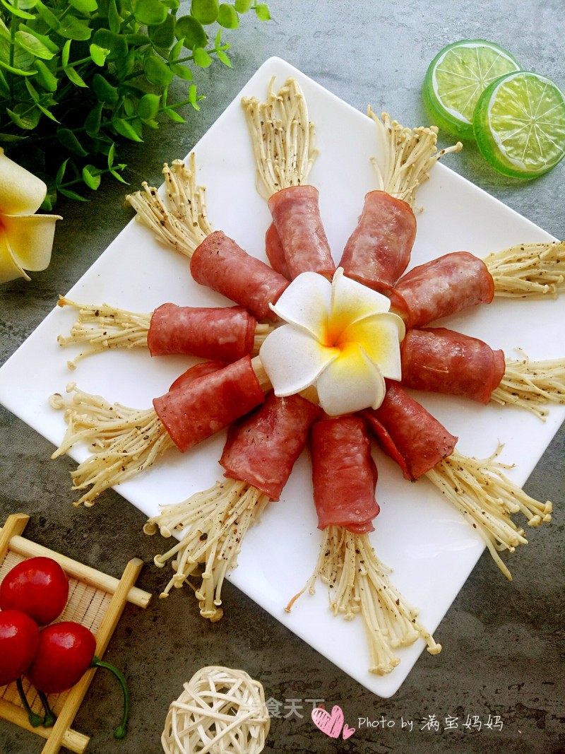 Roasted Bacon and Enoki Mushroom Roll recipe