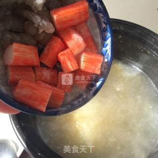 Chinese Cabbage Corn Kernels Seafood Porridge recipe