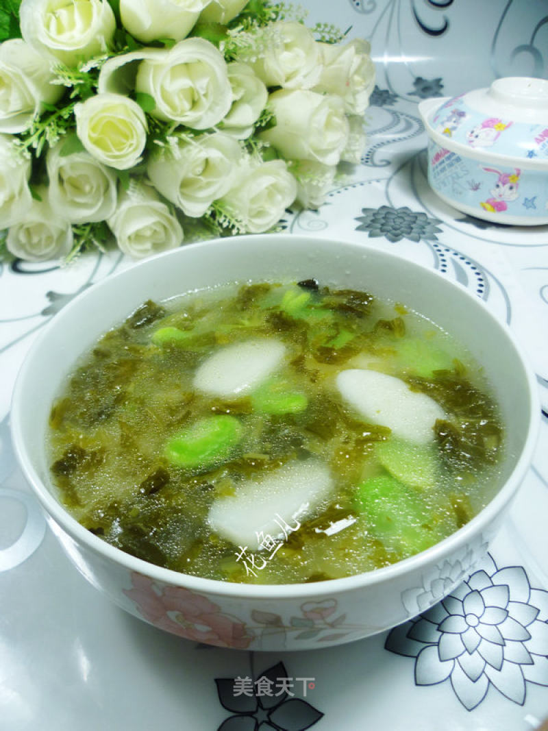 Pickled Vegetable Broad Bean Rice Cake Soup recipe