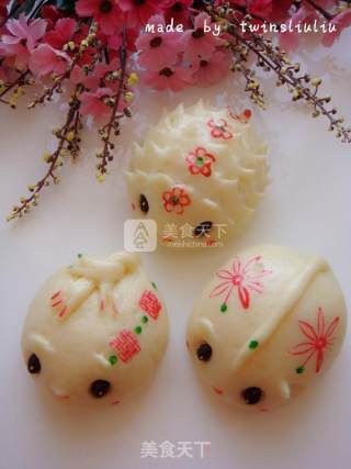 Hedgehog Mouse Patterned Steamed Buns (red Bean Paste Buns) recipe