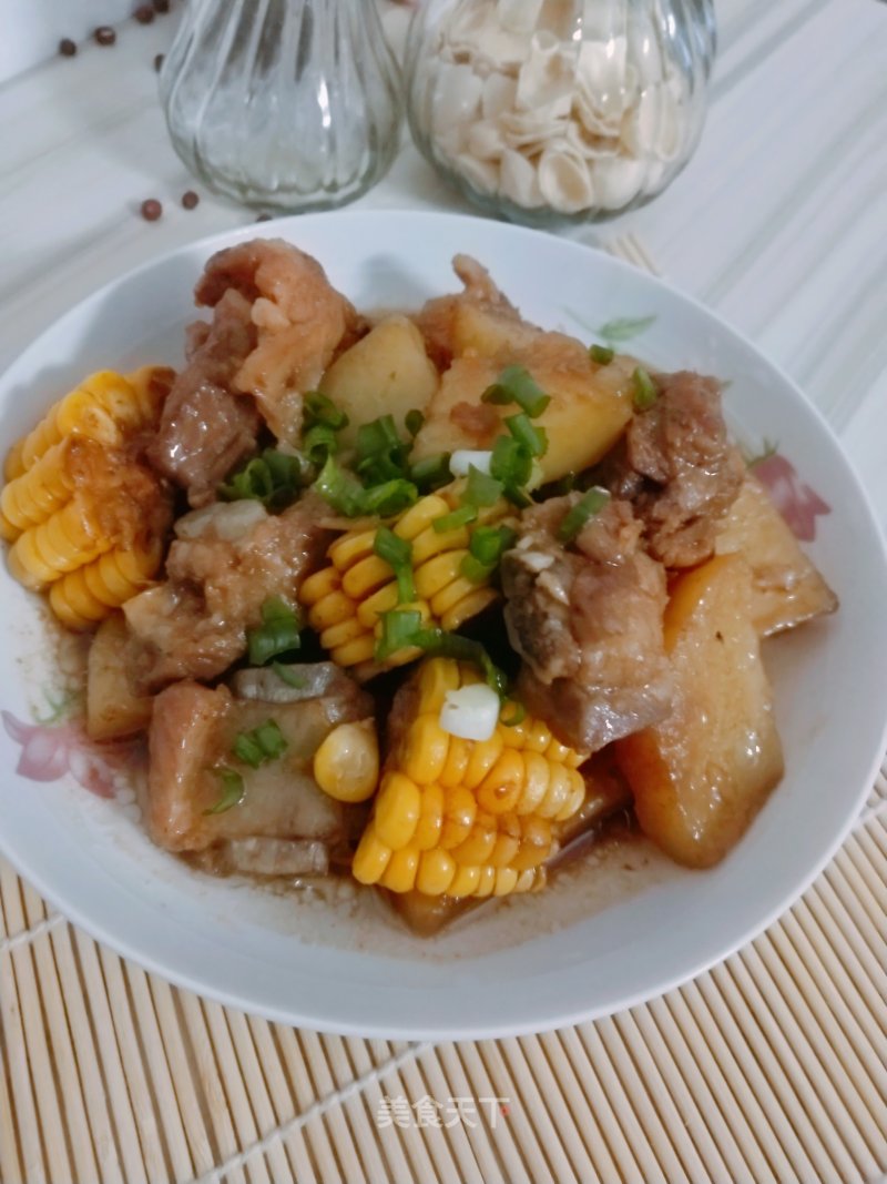 Roasted Pork Ribs with Corn and Potatoes recipe