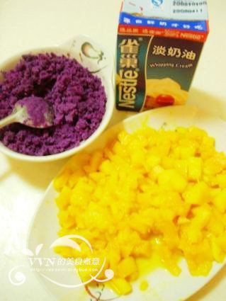 Purple Sweet Potato Mango Cake recipe