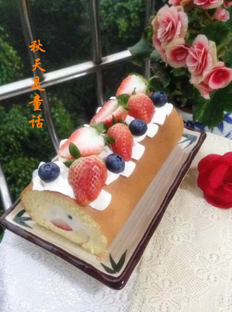 Strawberry Blueberry Cake Roll recipe